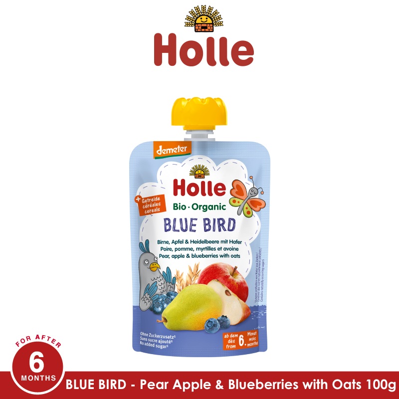 HOLLE Blue Bird - Pouch Pear, Apple & Blueberries with Oats 100G