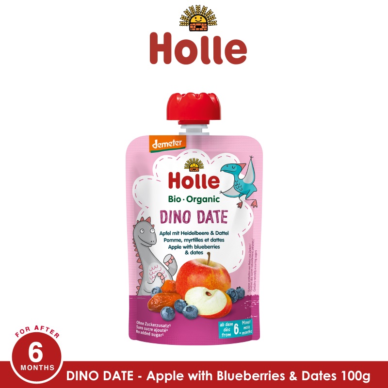 HOLLE Dino Date - Pouch Apple with Blueberries & Dates 100G