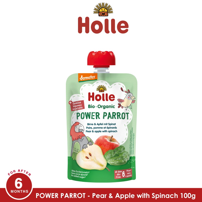 HOLLE Power Parrot - Pouch Pear with Apple & Spinach 100G
