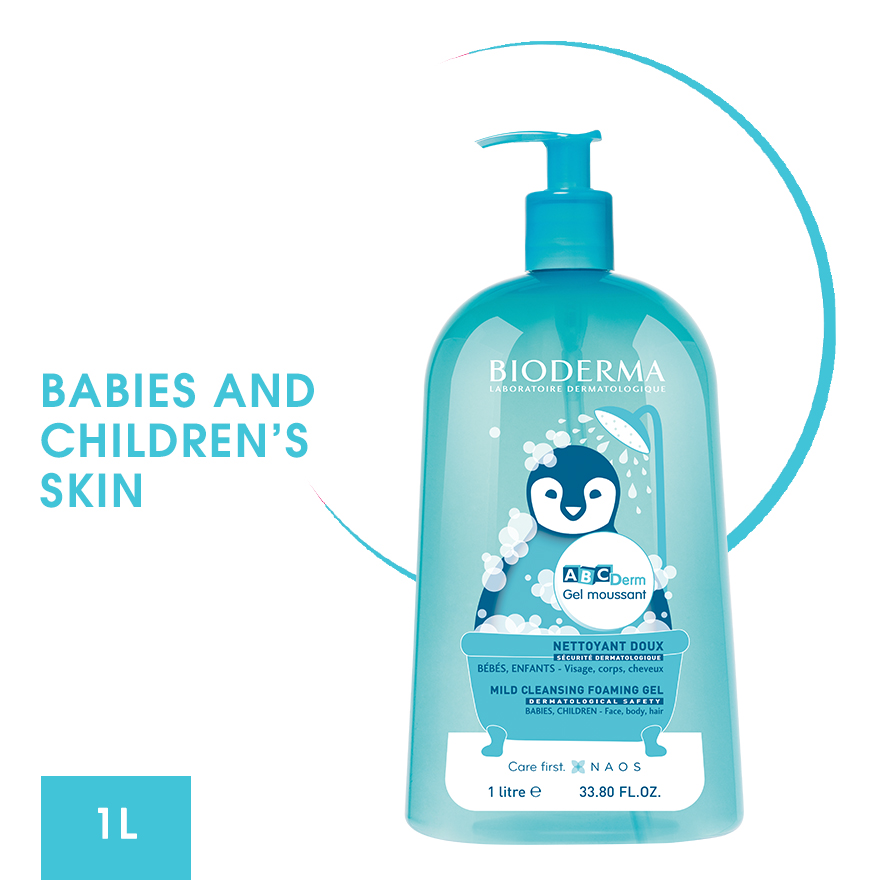 baby-fair Bioderma ABCDerm Gel moussant Ultra-Gentle Soap-Free Face and Body Cleansing Gel (Babies and Children's Skin) 1L