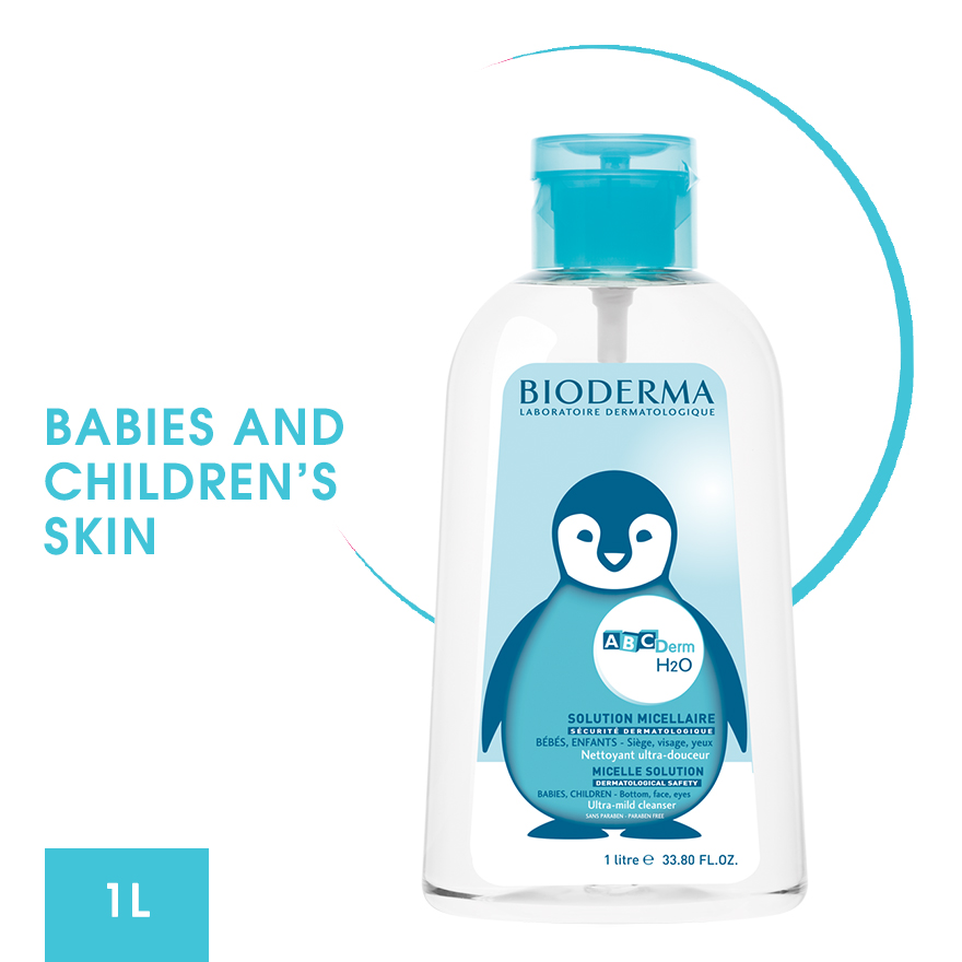 baby-fair Bioderma ABCDerm H2O Ultra-Gentle Non-Rinse Micellar Water (Babies and Children's Skin) Reverse Pump 1L