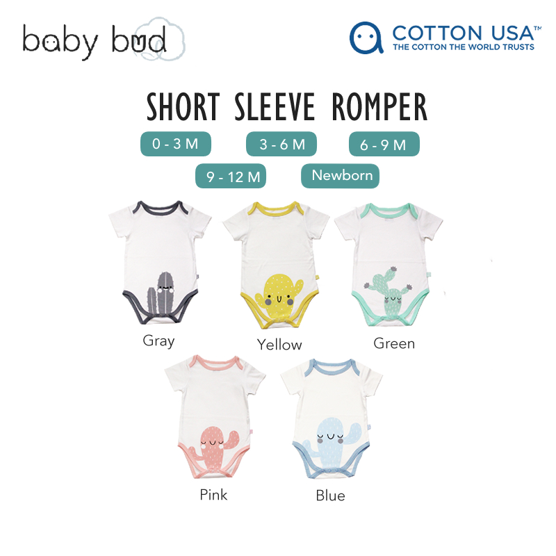 baby-fair Baby Bud Baby Short Sleeve Romper | from Newborn | 100% US Cotton | Softer & More Durable