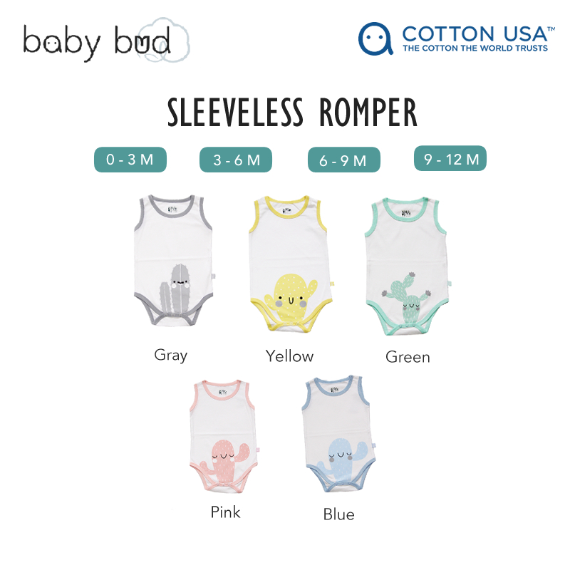 baby-fair Baby Bud Baby Sleeveless Romper | from Newborn | 100% US Cotton | Softer & More Durable