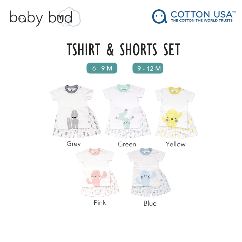 Baby Bud Baby Tshirt + Shorts Set | from Newborn | 100% US Cotton | Softer & More Durable