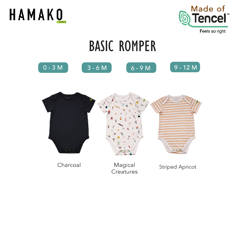 baby-fair Hamako Baby Basic Romper | from Newborn | Safe for Sensitive Skin | Premium Grade Tencel Intimate