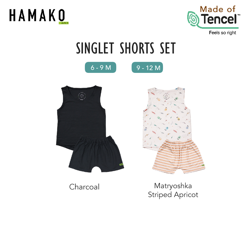 baby-fair Hamako Baby Singlet + Shorts Set | from Newborn | Safe for Sensitive Skin | Premium Grade Tencel Intimate