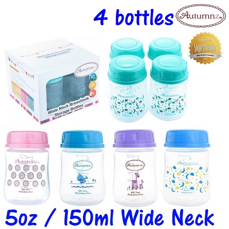 Autumnz Wide Neck Storage Bottles 5oz (4 Bottles) BPA FREE
