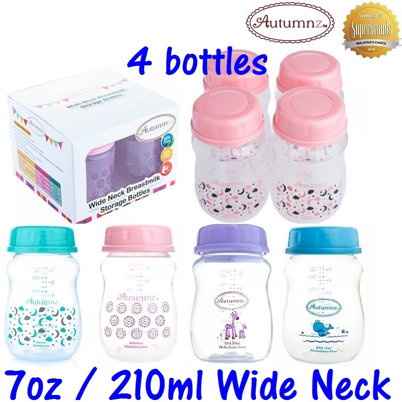 Autumnz Wide Neck Storage Bottles 7oz (4 Bottles) BPA FREE