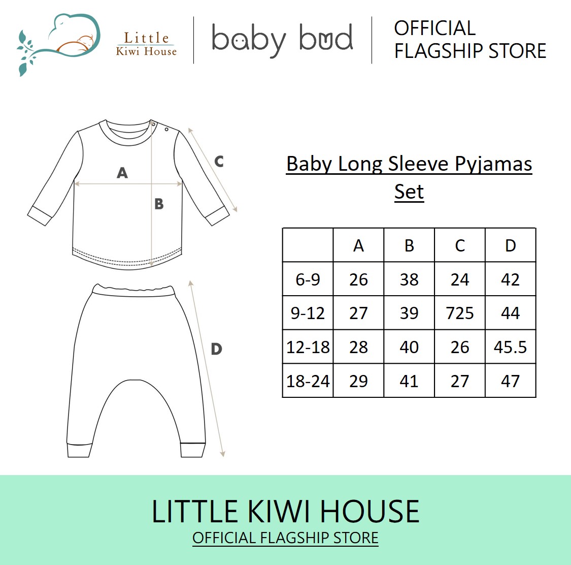 Baby Bud Baby Long Sleeve Pyjamas Set | from Newborn | 100% US Cotton | Softer & More Durable