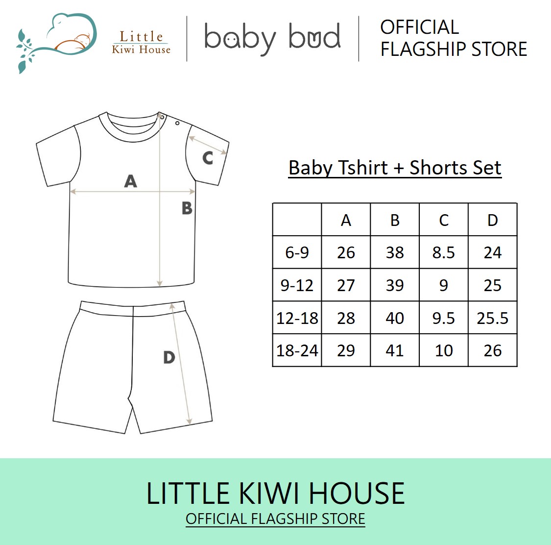 Baby Bud Baby Tshirt + Shorts Set | from Newborn | 100% US Cotton | Softer & More Durable