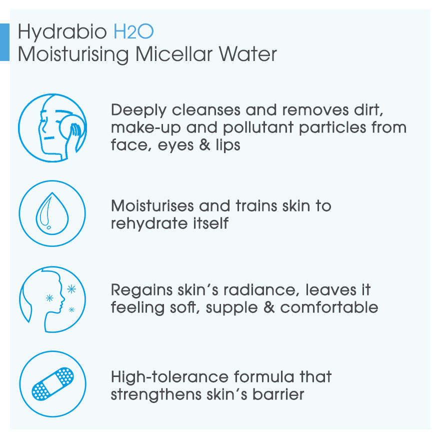 Bioderma Hydrabio H2O Moisturising Micellar Water (Facial Non-Rinse Cleanser for Dehydrated Sensitive Skin) 500ml