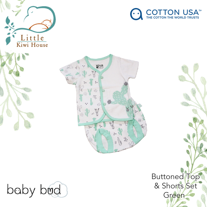 Baby Bud Baby Buttoned Top + Shorts Set | from Newborn | 100% US Cotton | Softer & More Durable