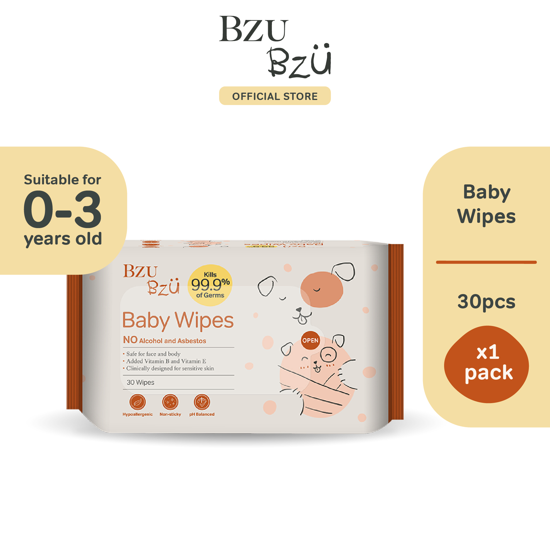 Bzu Bzu Baby Wipes 30s