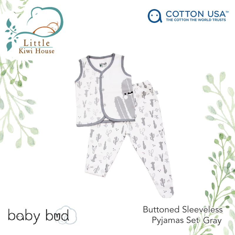 Baby Bud Baby Buttoned Sleeveless Pyjamas Set | from Newborn | 100% US Cotton | Softer & More Durable