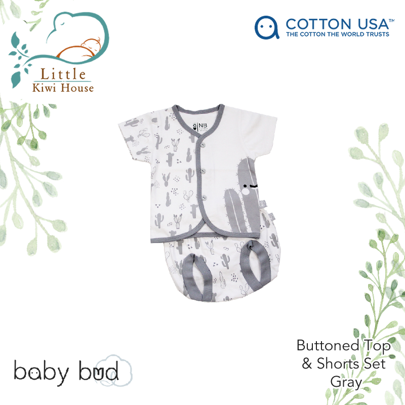 Baby Bud Baby Buttoned Top + Shorts Set | from Newborn | 100% US Cotton | Softer & More Durable