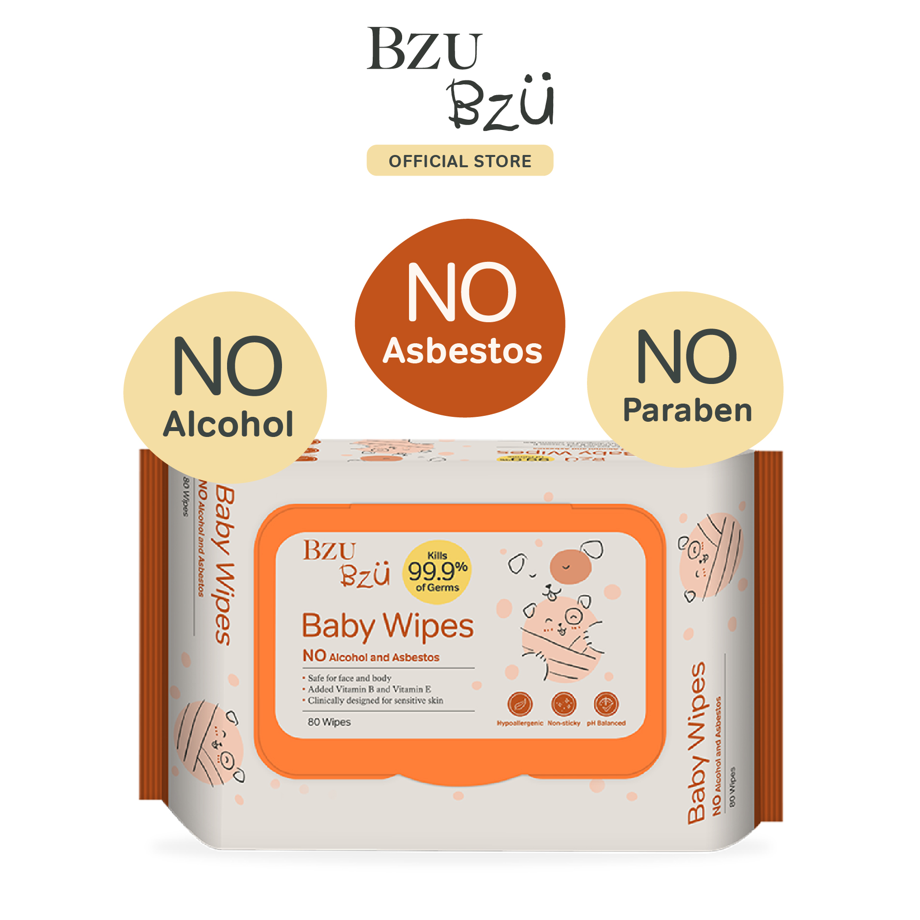 (Bundle of 4) Bzu Bzu Baby Wipes 80s