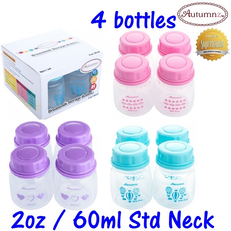Autumnz Standard Neck Storage Bottles 2oz (4 Bottles) BPA FREE