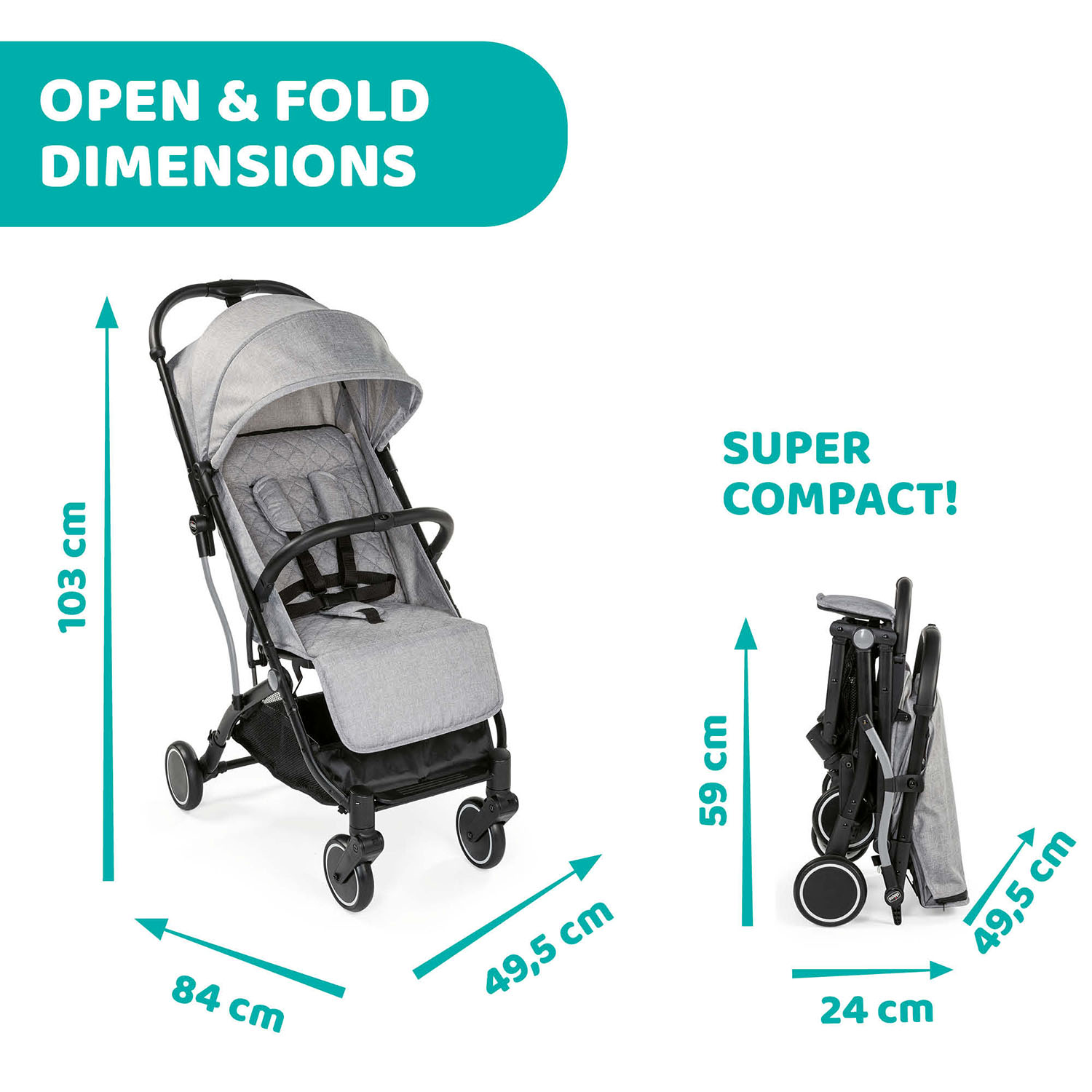 Chicco Trolleyme Stroller (Light Grey)