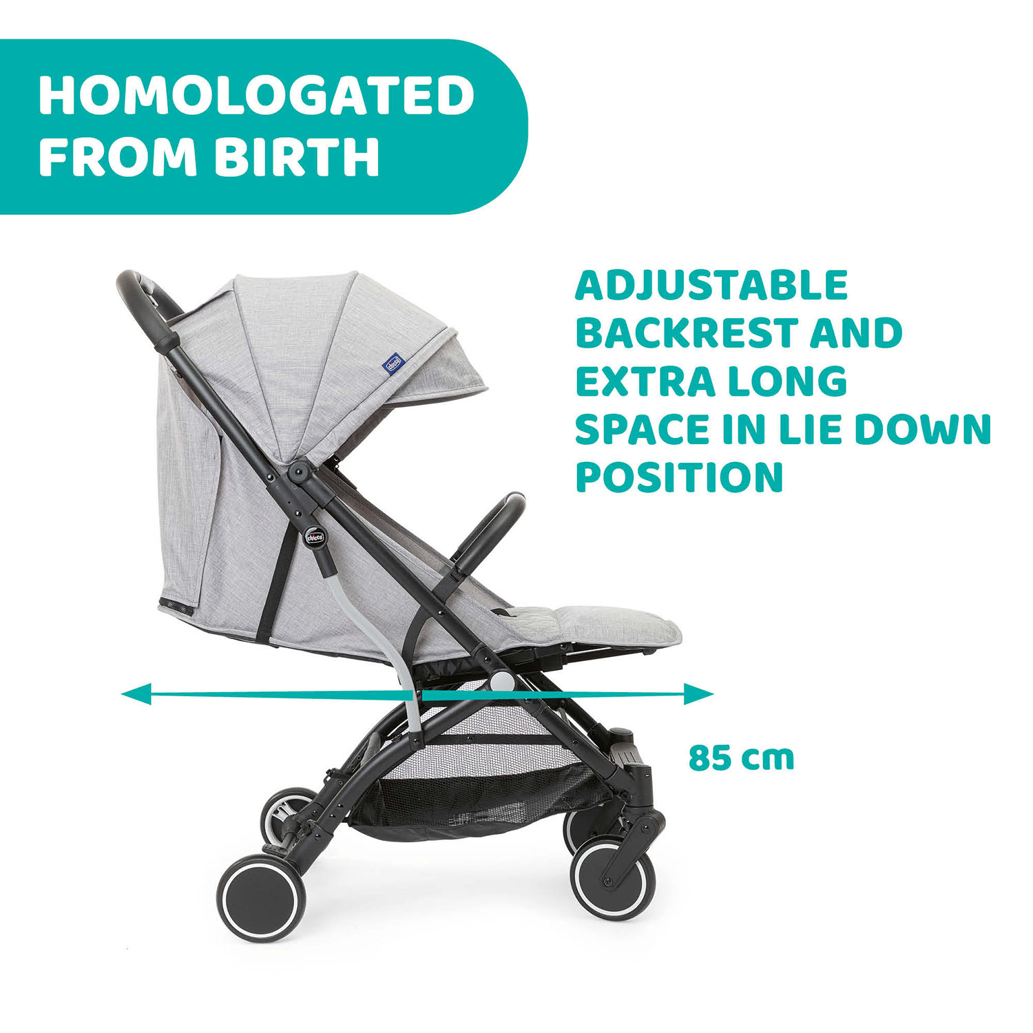 Chicco Trolleyme Stroller (Light Grey)