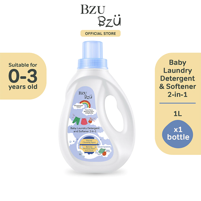Bzu Bzu Baby Laundry Detergent and Softener 2-in-1 - 1000ml Bottle