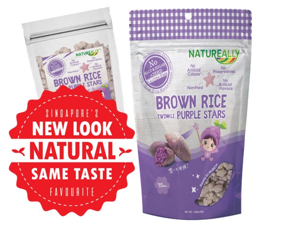 NATUREALLY Brown Rice On The Go Puff Purple Stars (No Sugar, Salt & Msg Added) 15m+