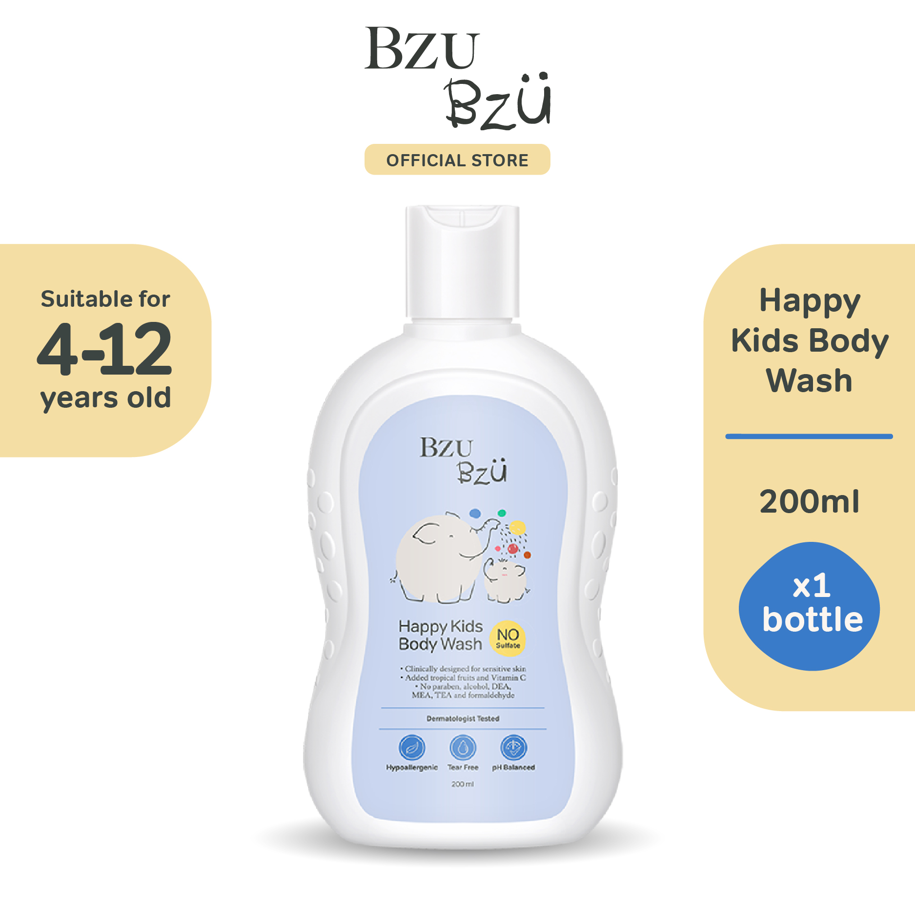 Bzu Bzu Happy Kids Body Wash 200ml