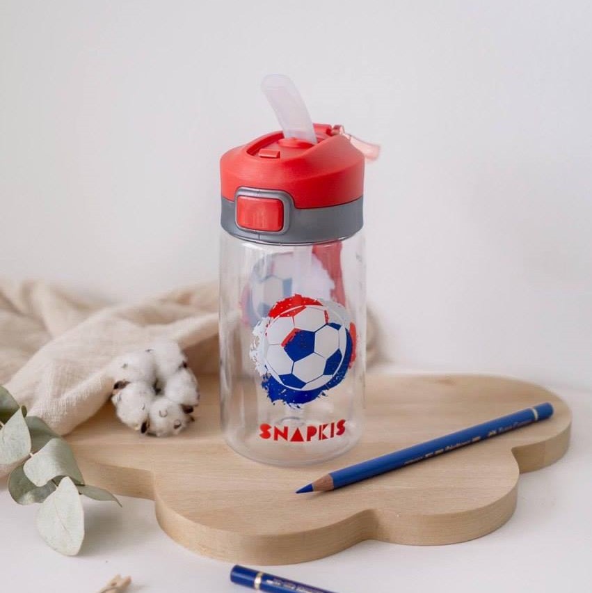 Snapkis Straw Water Bottle Football (400ml) Bundle of 2