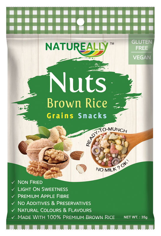 NATUREALLY Brown Rice and Nuts Grains Snacks Cereal (Gluten Free) 35g