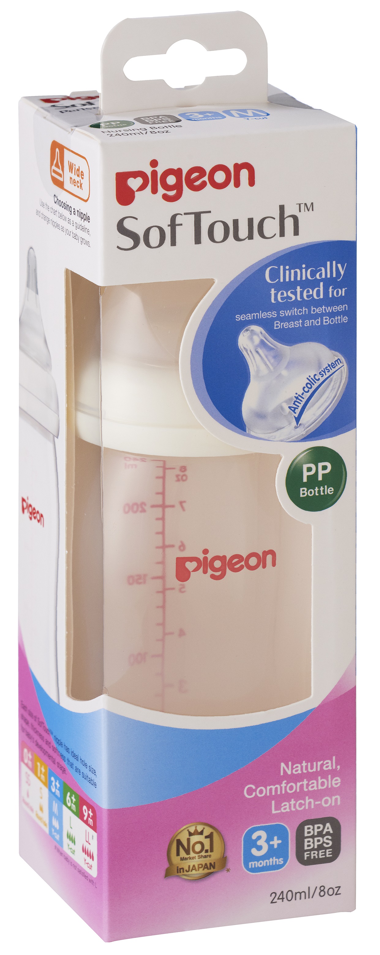Baby Fair | Pigeon SofTouch Nursing Bottle PP 240ml (M) (PG-78488)