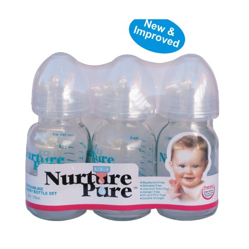 NurturePure 4oz Glass Bottles (3-Pack)
