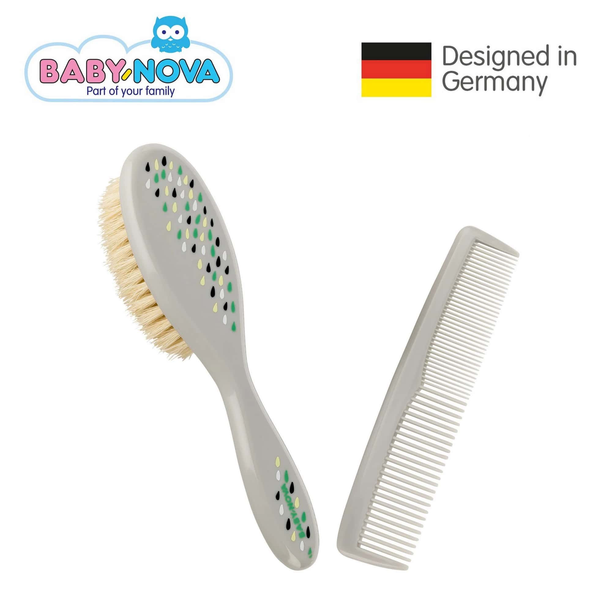 baby-fair Baby Nova Brush & Comb Set with Natural Bristles