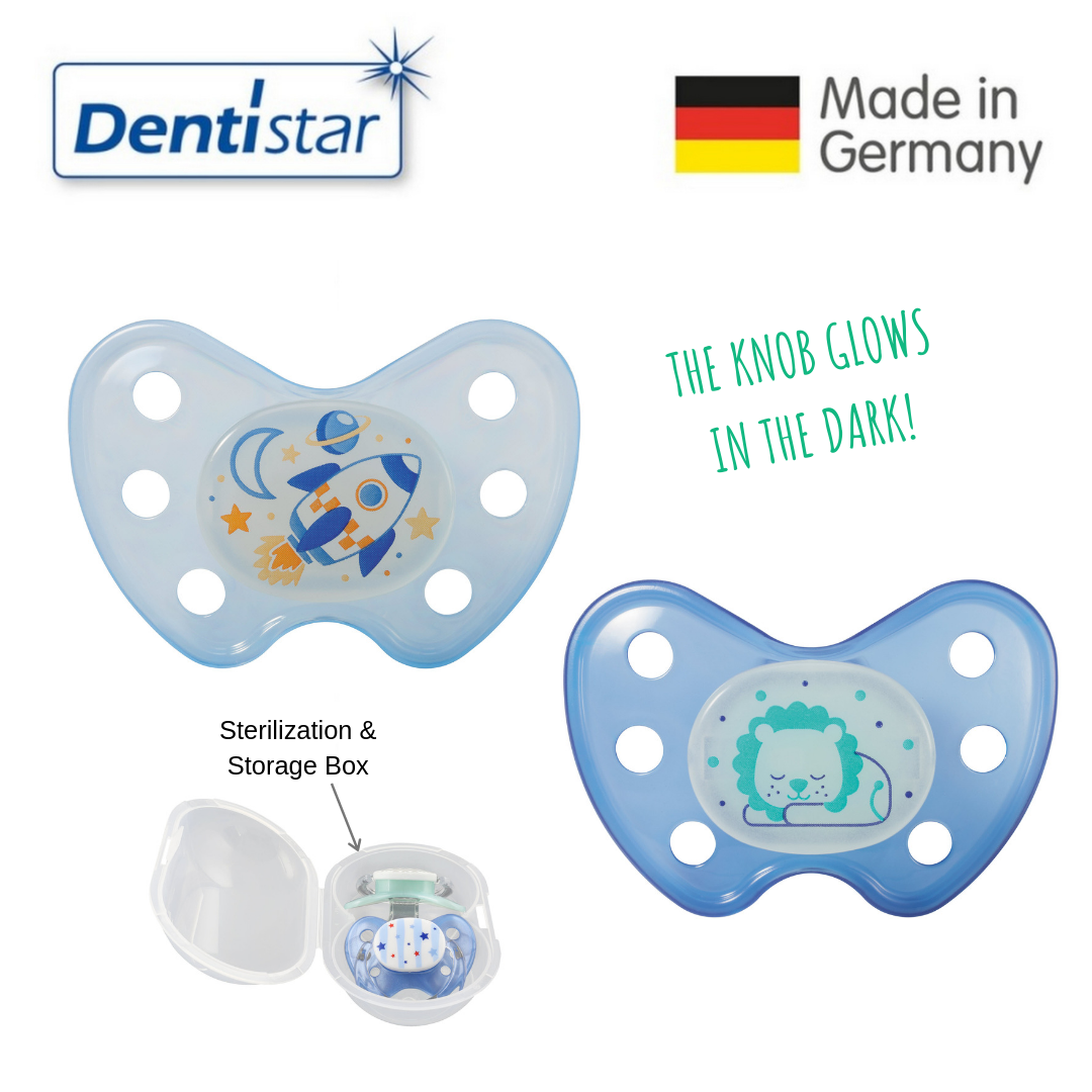 baby-fair Dentistar Tooth-friendly Night Curve Pacifier Size 3 (Set of 2) with Sterilization Box