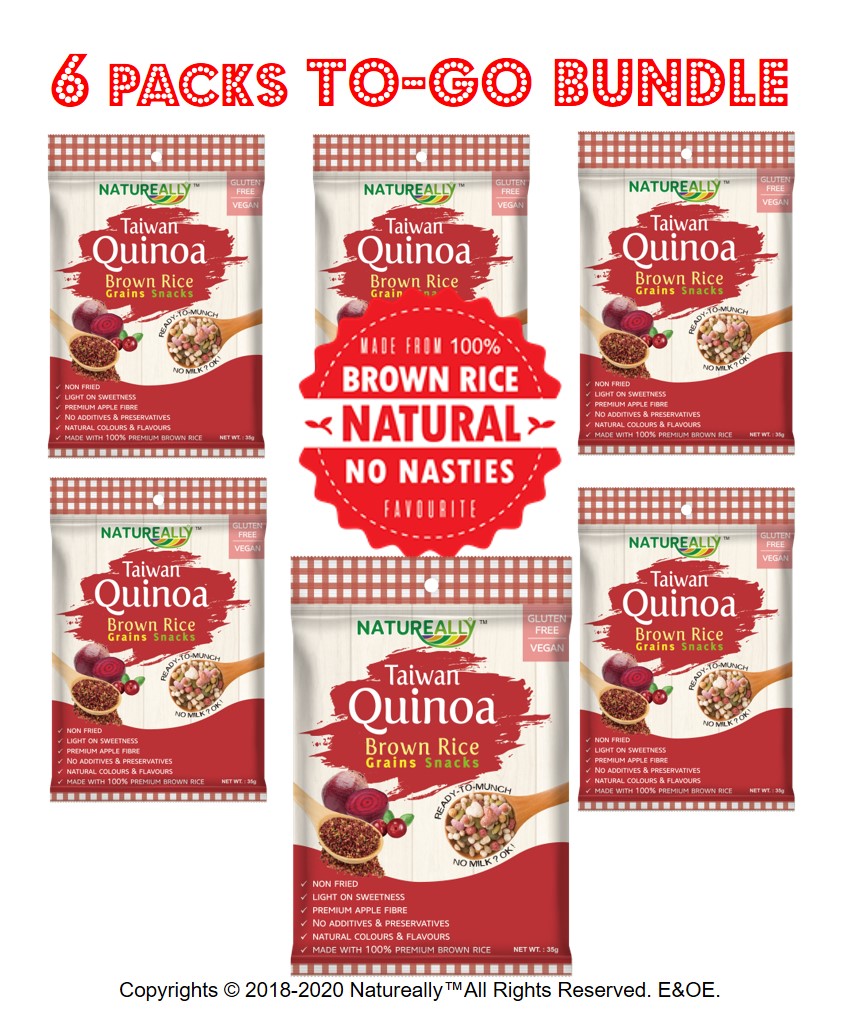 Value Pack Of 6x35g NATUREALLY Brown Rice and Red Quinoa Grains Snacks Cereal (Gluten Free)