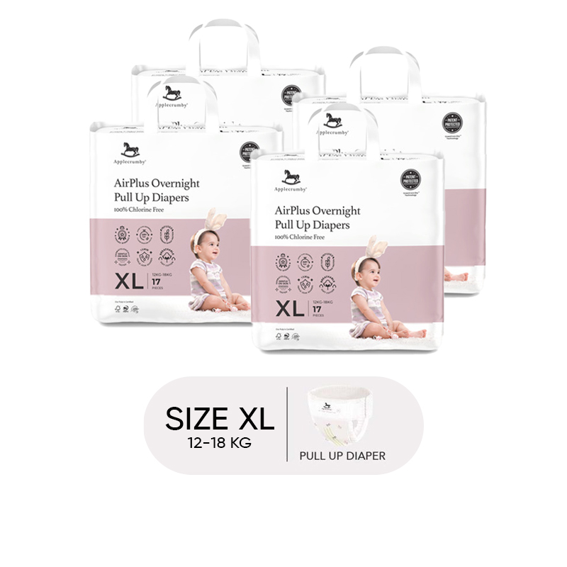 (Bundle of 4) Applecrumby AirPlus Overnight Mini-Pull Up Diapers