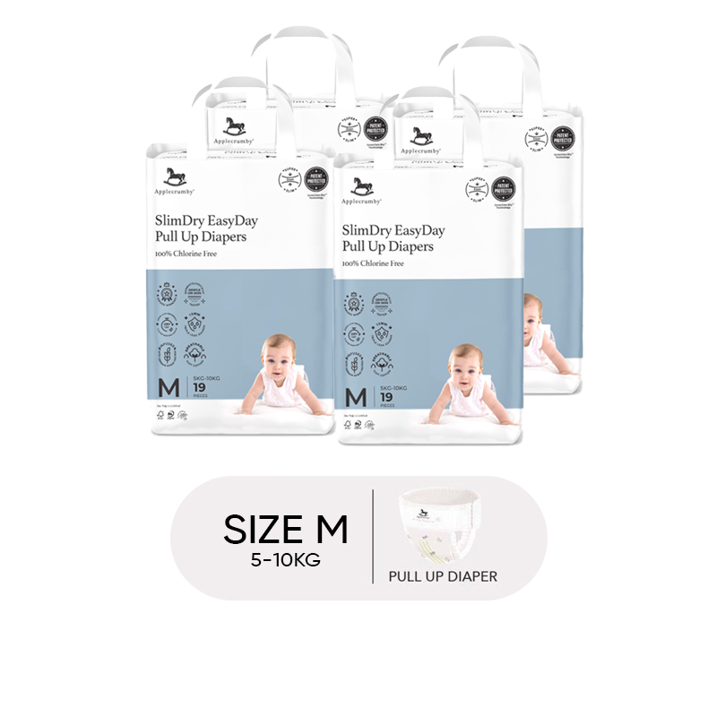 (Bundle of 4) Applecrumby SlimDry EasyDay Mini-Pull Up Diapers