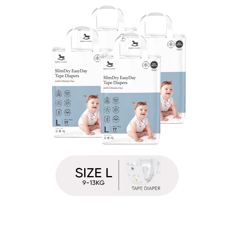 (Bundle of 4) Applecrumby SlimDry EasyDay Mini-Tape Diapers