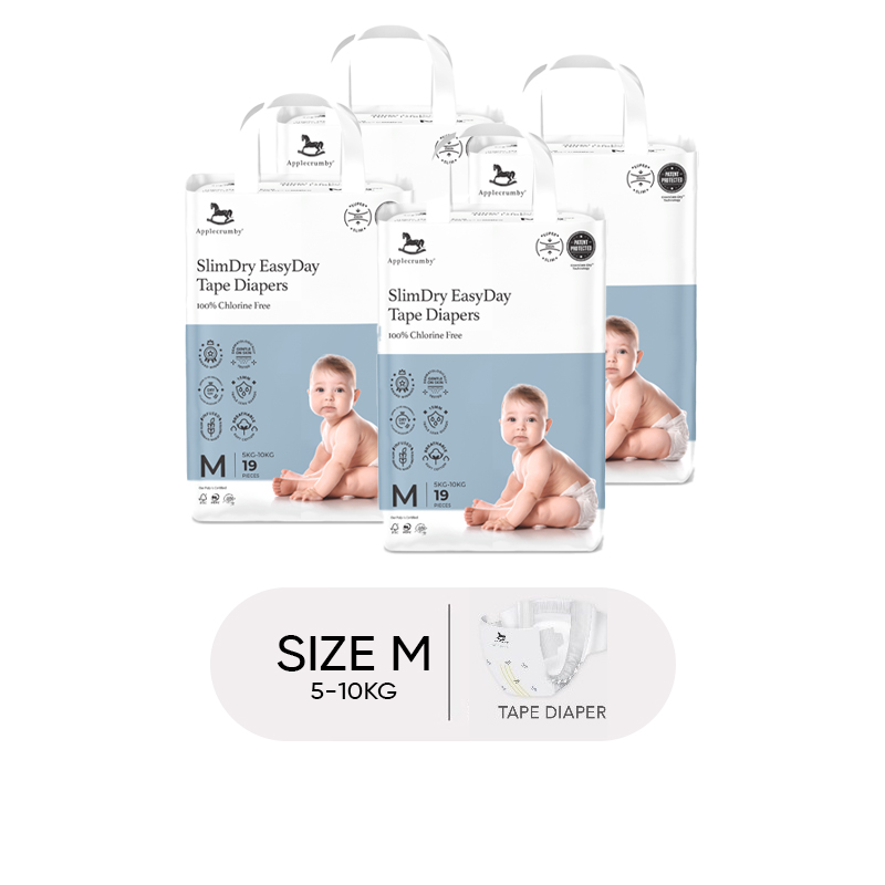 (Bundle of 4) Applecrumby SlimDry EasyDay Mini-Tape Diapers