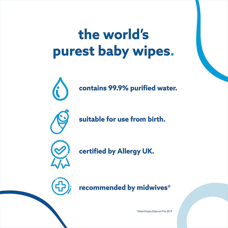 Waterwipes (2 x 4 packs of 60 wipes) + Free Baby wipes sachets x 10 + Facial wipes sachets x 2