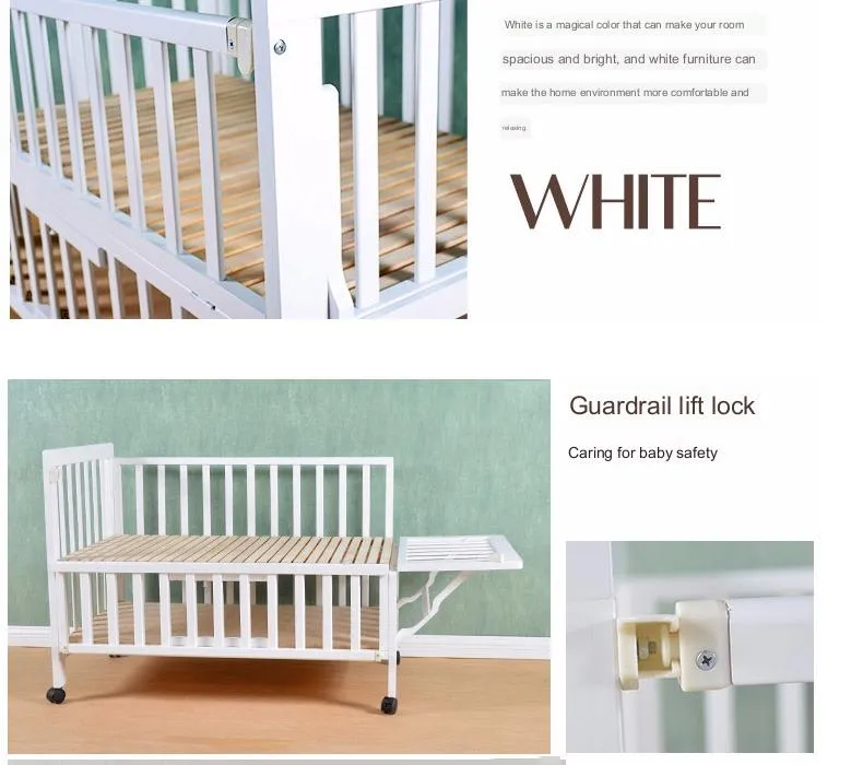D&S BABY CARE Wooden Baby Cribs White 4in1 with extension 06 years old Crib with Mattress