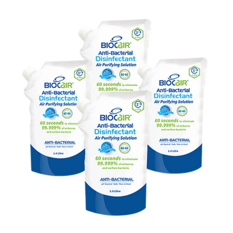BioCair BC-65 Disinfectant Air Purifying Solution (1L) - 4 Pack Bundle
