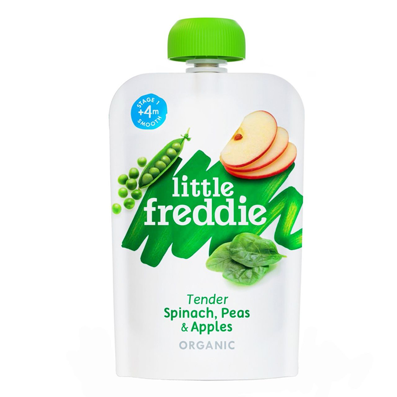 Little Freddie Fruit & Vegetable Puree - Tender Spinach, Peas & Apples - 100g 