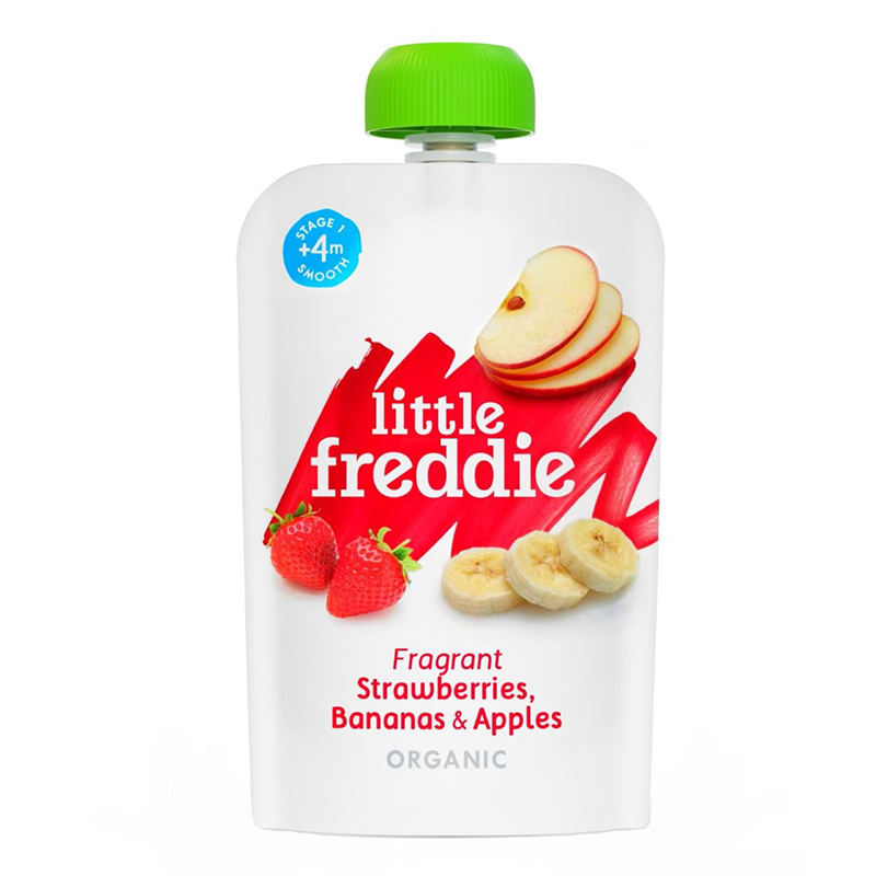 Little Freddie Fruit & Vegetable Puree - Fragrant Strawberries, Bananas & Apples - 100g