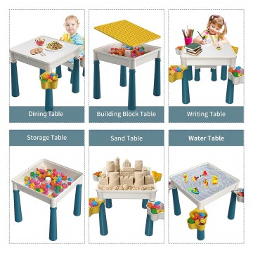Lucky Baby Multi-Functional Activities Toddler Activity Table & Chair + Block Building Set (133pcs)