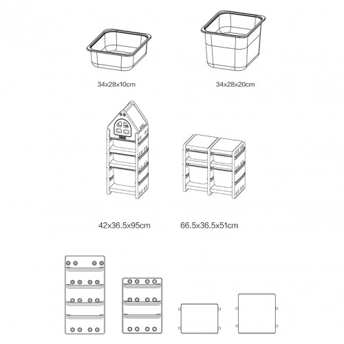 Lucky Baby Smart System Tree House Storage Rack - 2 Cabinets (69x36x95cm) and 2 Baskets (34x28x20cm)