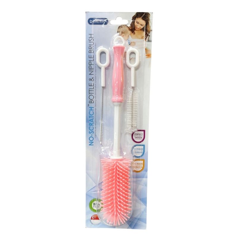 (Bundle of 2) Lucky Baby Rubbery Scratches Silicone Bottle Brush