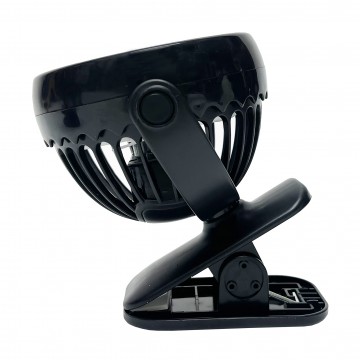 Mini 360° Rechargeable Portable Clip On Fan W/Light - Black