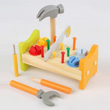 Lucky Baby Montessori Educative Wooden Nut Tapping Tools Set