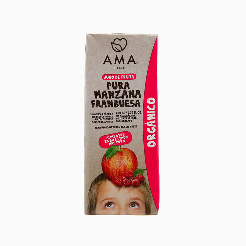 AMA Time Organic Raspberry and Apple Juice 200ml (Bundle of 3)