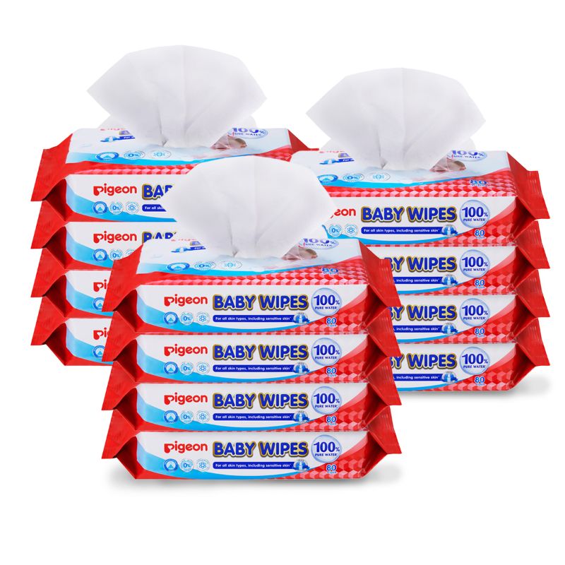 [Carton Deal] Pigeon Baby wipes 100% Pure Water 80s (x24 packs)
