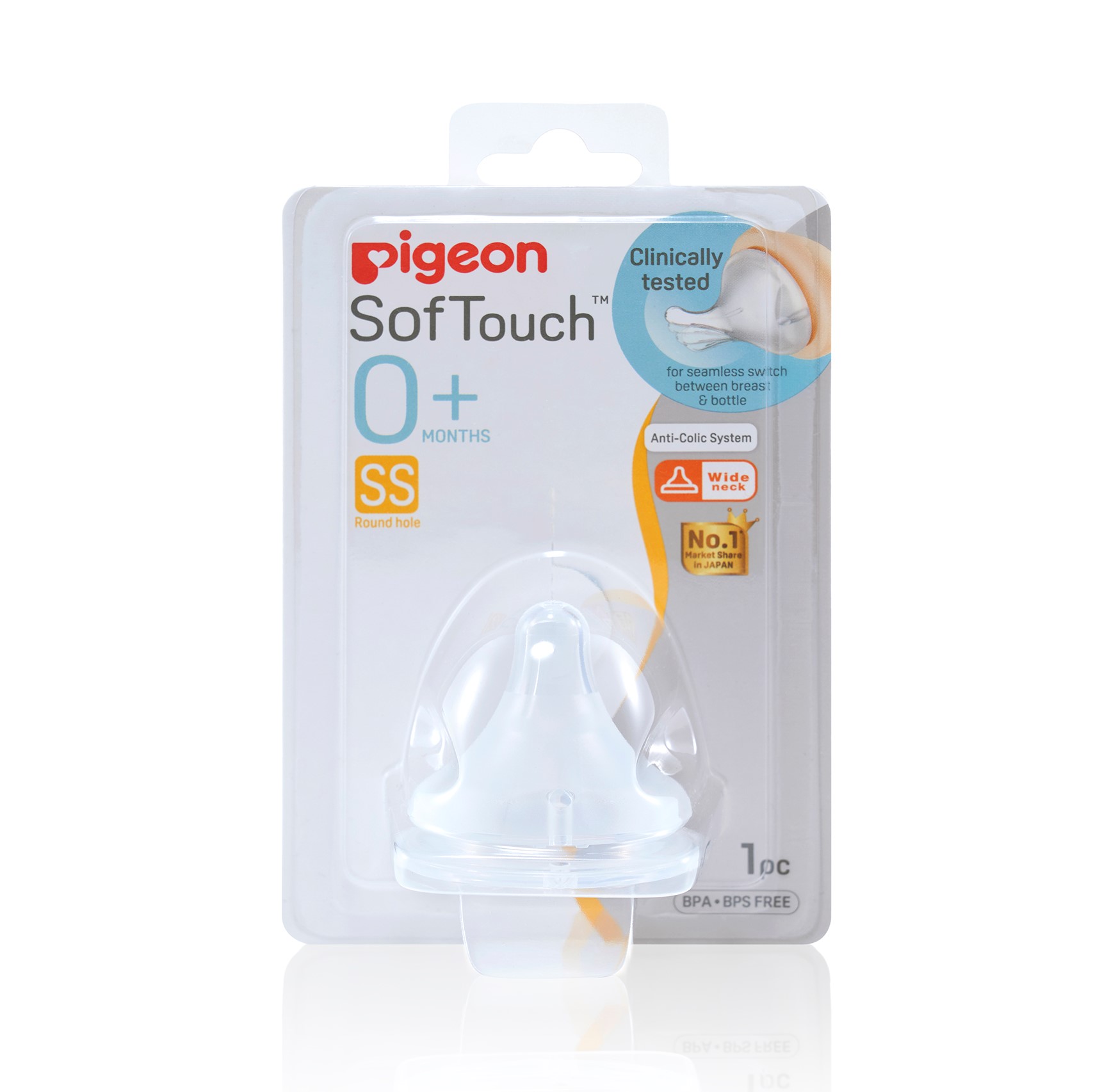 baby-fair Pigeon SofTouch Nipple Blister Pack 1Pc (SS) (PG-78478)